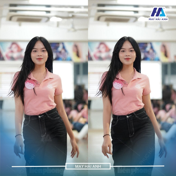 Simple, youthful short-sleeved pink uniform shirt