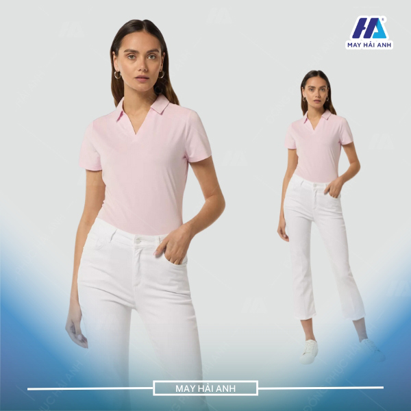 Stylish and trendy pink V-neck T-shirt