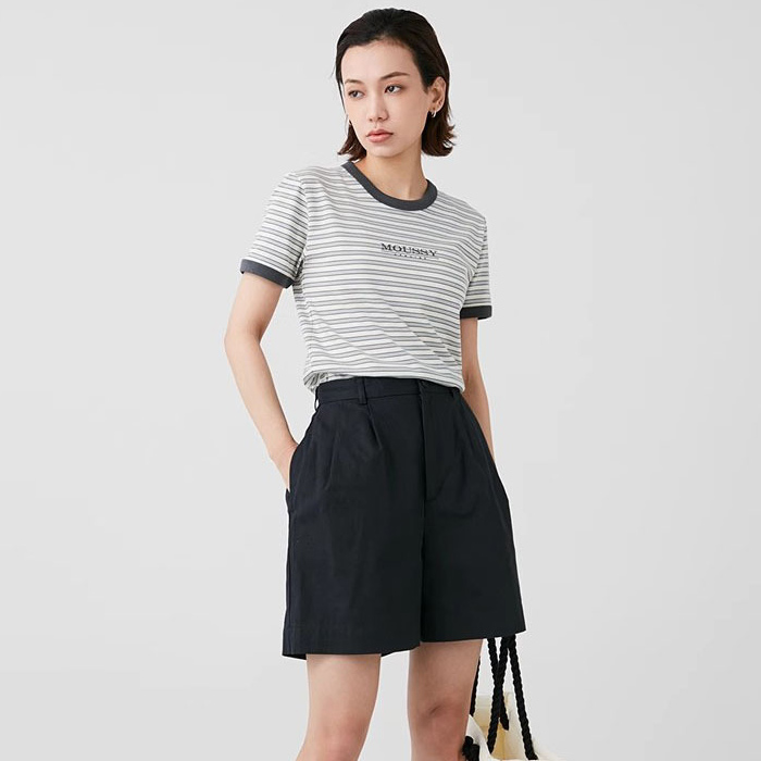 Luxurious striped branded export women's t-shirt model