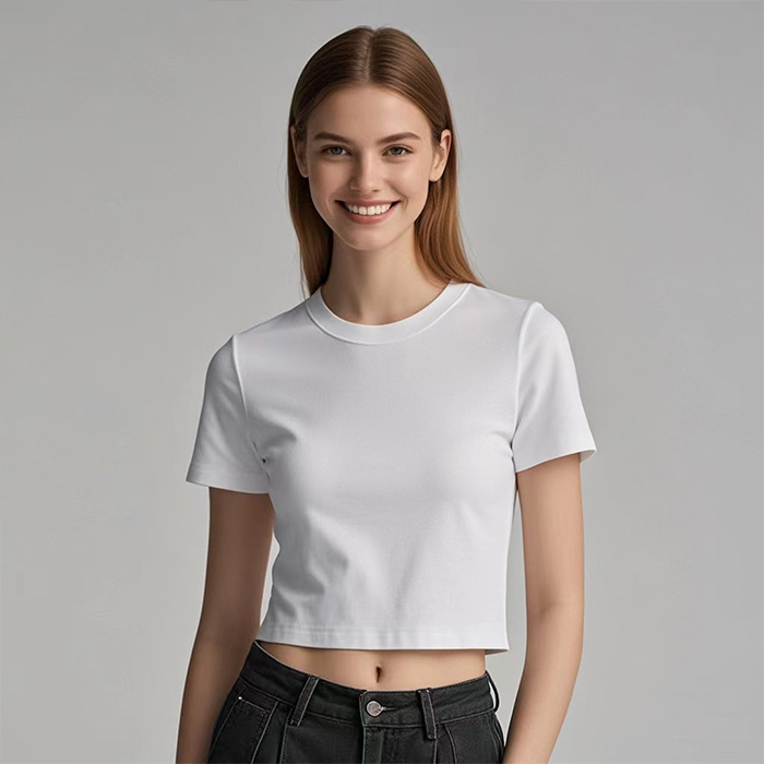 Process of sewing cheap export white t-shirt samples