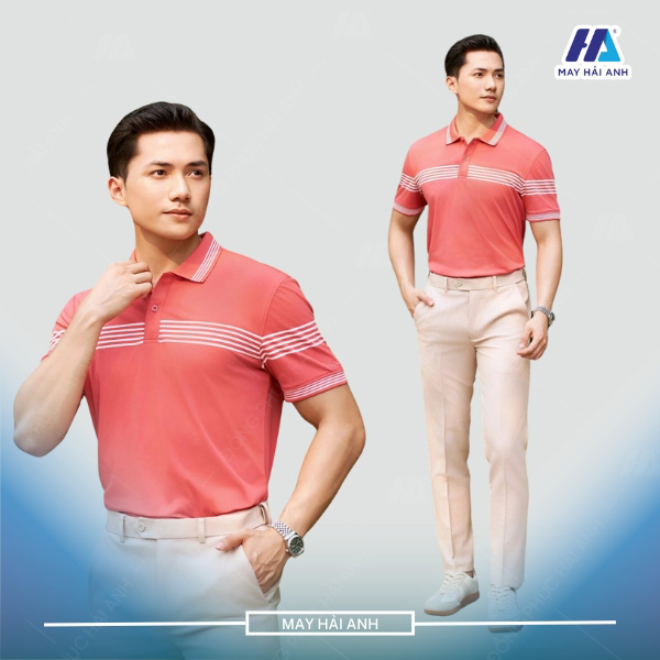 Pink uniform with formal, polite trousers