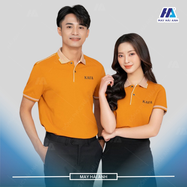 Orange shirt with luxurious shoulder line