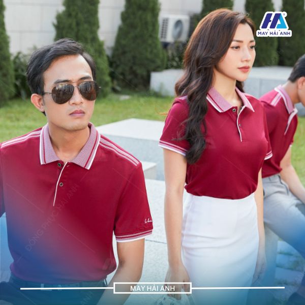 Red polo uniform mix match with stylized shoulder pads