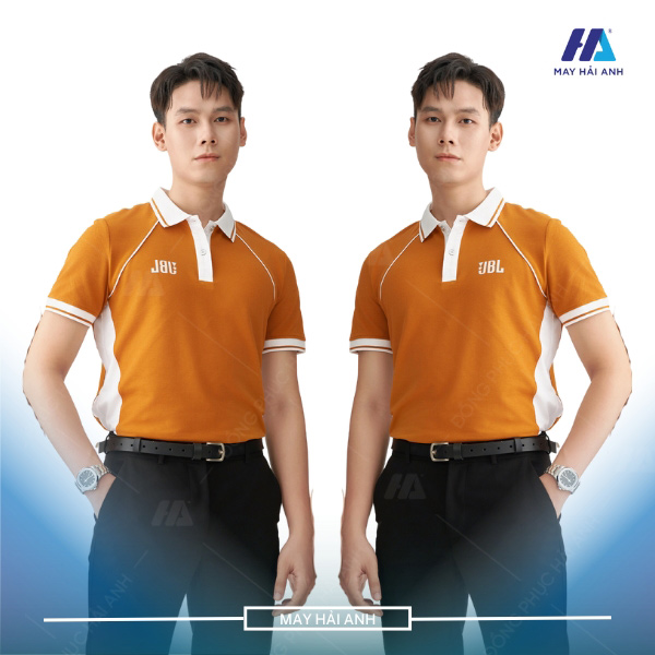 Orange-brown T-shirt with Raglan combination and outstanding stylized collar and sleeves