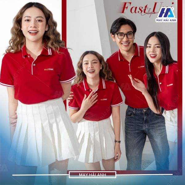 Red uniform T-shirt with shoulder line