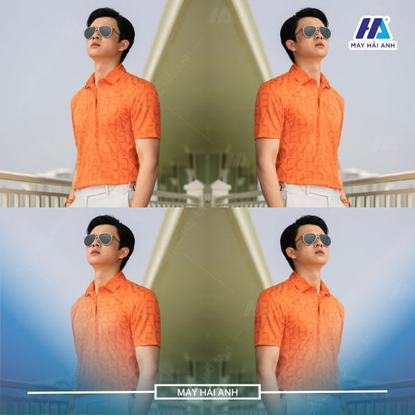Classy Monogram Orange Polo Shirt for Men