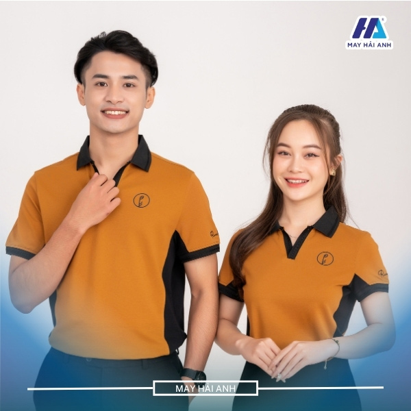 Phe La Coffee Company's Brown Striped Polo Shirt