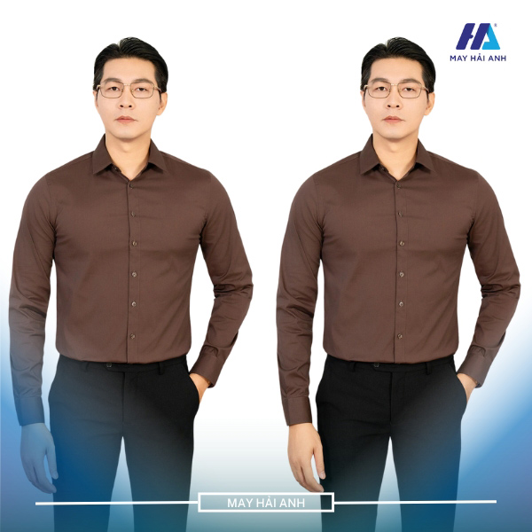 Dark brown shirt is sturdy and professional