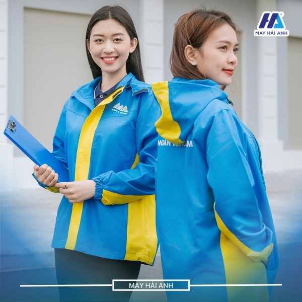 Blue windbreaker uniform with side stripes