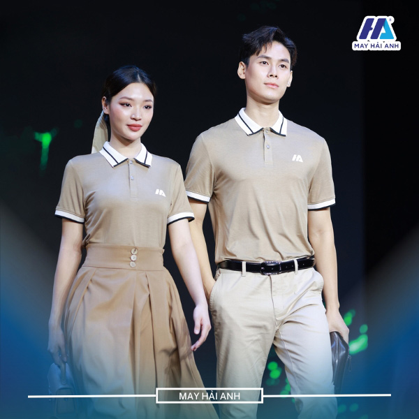 Combine trendy polo shirt with office skirt